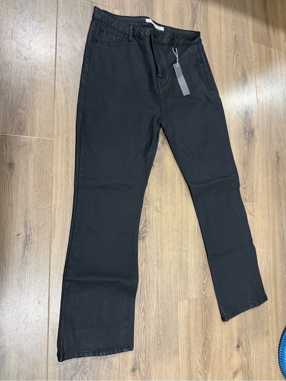 Tractr Black Coated Skinny Jeans / Faux Leather Look Pants NWT Size 12/31